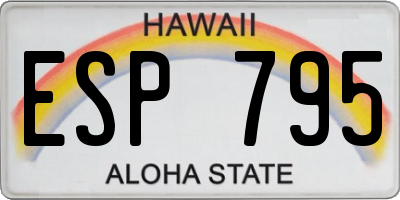 HI license plate ESP795
