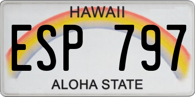HI license plate ESP797