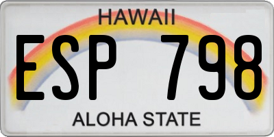 HI license plate ESP798