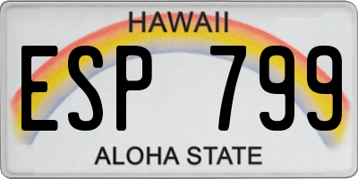 HI license plate ESP799