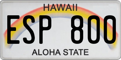 HI license plate ESP800