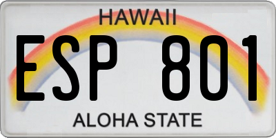HI license plate ESP801