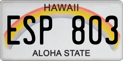 HI license plate ESP803