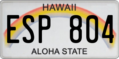 HI license plate ESP804