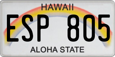 HI license plate ESP805