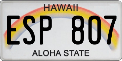 HI license plate ESP807