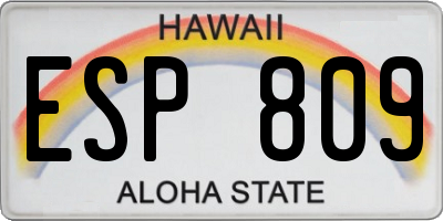 HI license plate ESP809