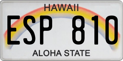 HI license plate ESP810