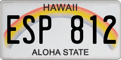 HI license plate ESP812