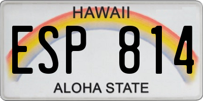 HI license plate ESP814