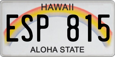 HI license plate ESP815
