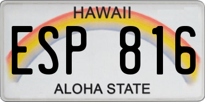 HI license plate ESP816