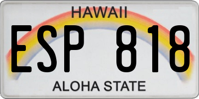 HI license plate ESP818