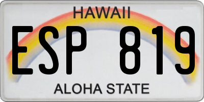 HI license plate ESP819
