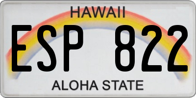 HI license plate ESP822