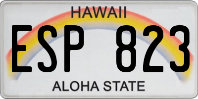 HI license plate ESP823