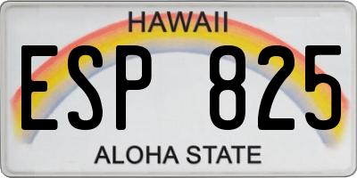 HI license plate ESP825
