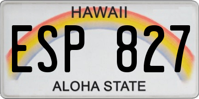 HI license plate ESP827