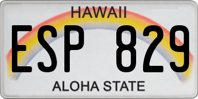 HI license plate ESP829