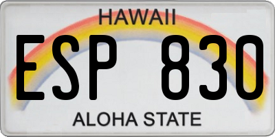HI license plate ESP830