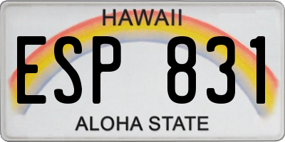 HI license plate ESP831