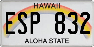HI license plate ESP832