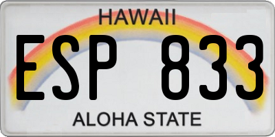 HI license plate ESP833