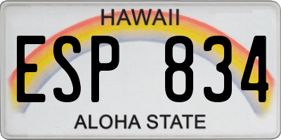 HI license plate ESP834