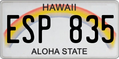 HI license plate ESP835