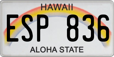 HI license plate ESP836