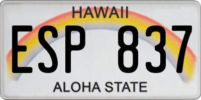 HI license plate ESP837