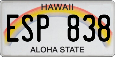 HI license plate ESP838