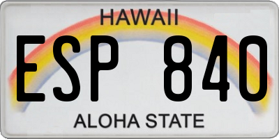 HI license plate ESP840