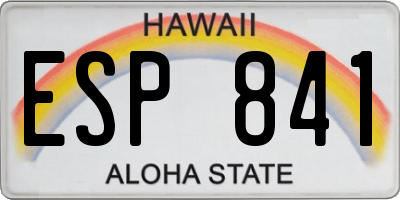 HI license plate ESP841