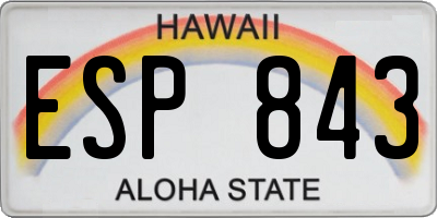 HI license plate ESP843