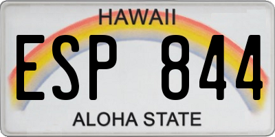 HI license plate ESP844