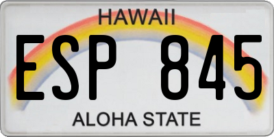 HI license plate ESP845