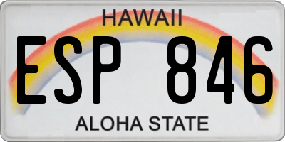 HI license plate ESP846