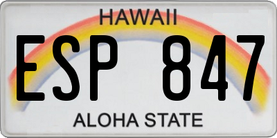 HI license plate ESP847