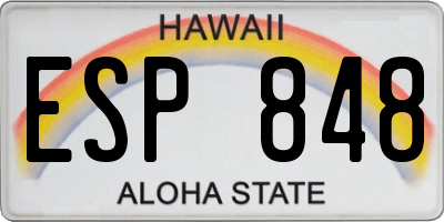 HI license plate ESP848