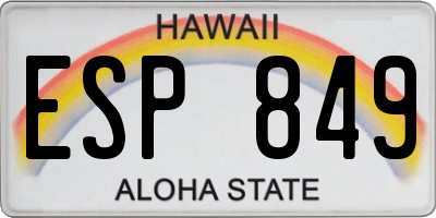 HI license plate ESP849