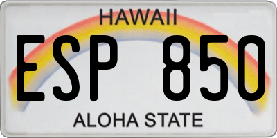 HI license plate ESP850