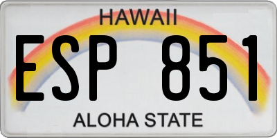 HI license plate ESP851