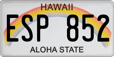 HI license plate ESP852