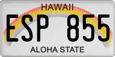 HI license plate ESP855