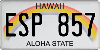 HI license plate ESP857