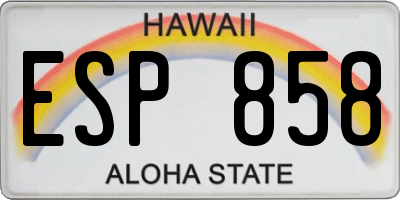 HI license plate ESP858