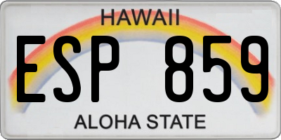 HI license plate ESP859