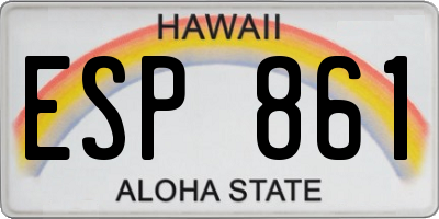 HI license plate ESP861