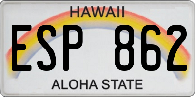 HI license plate ESP862
